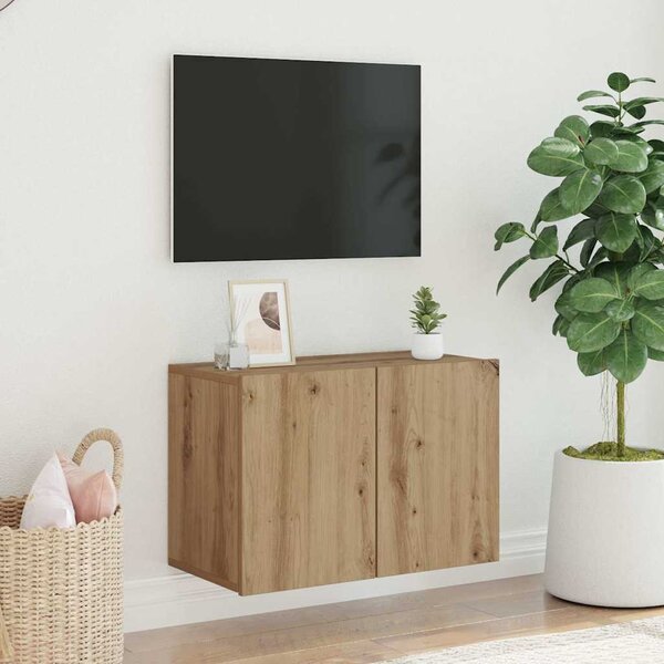 Kézműves tölgy színű falra szerelhető TV-szekrény 60x30x41 cm