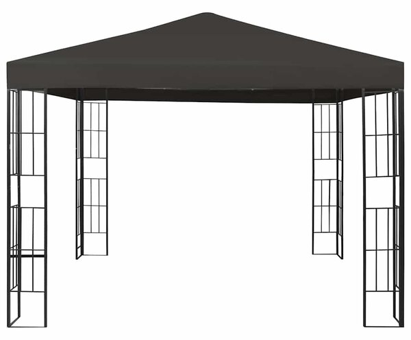 Antracitszürke pavilon LED fényfüzérrel 3 x 3 m