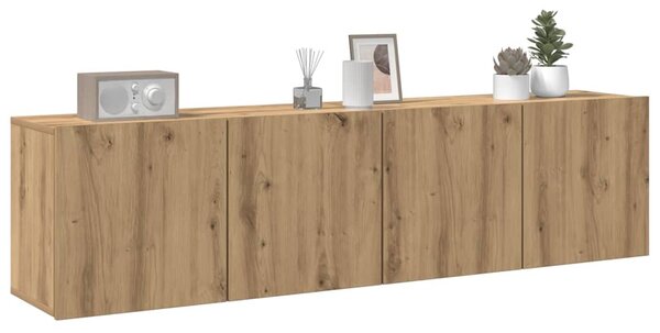 2 db kézműves tölgy falra szerelhető TV-szekrény 80x30x41 cm
