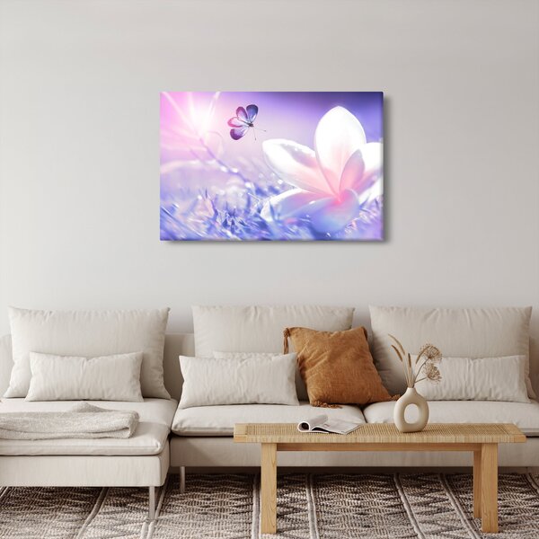 Kép - Pillangó érkezése a virágra (90x60 cm)