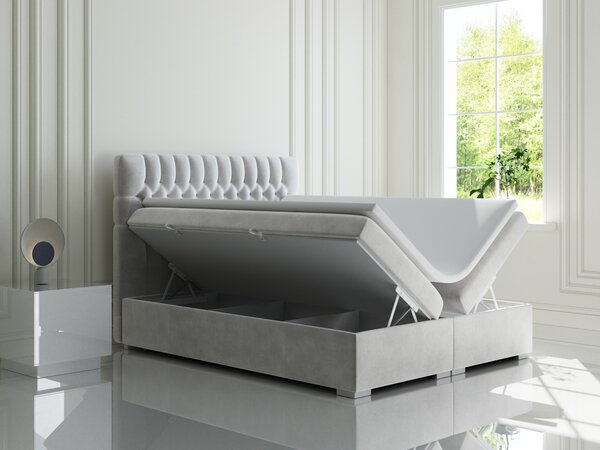 Franciaágy Boxspring 180 cm Daliny (világosszürke) (tárolóhellyel)