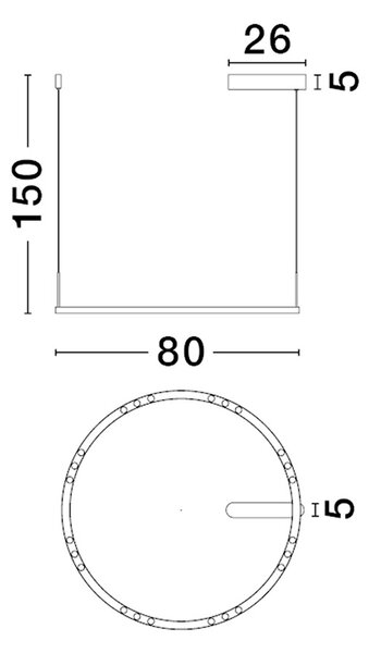 Lunette LED egyágú függesztett lámpa