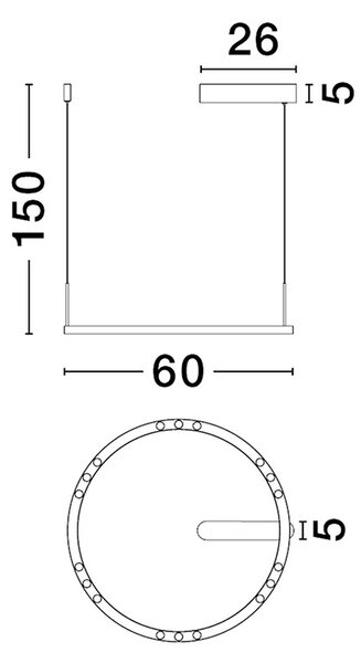 Lunette LED egyágú függesztett lámpa