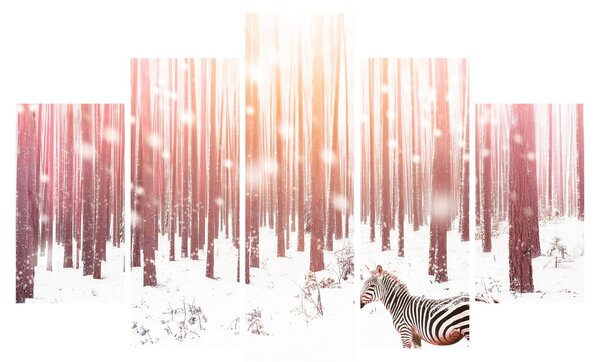 Kép - Zebra egy havas erdőben (150x105 cm)