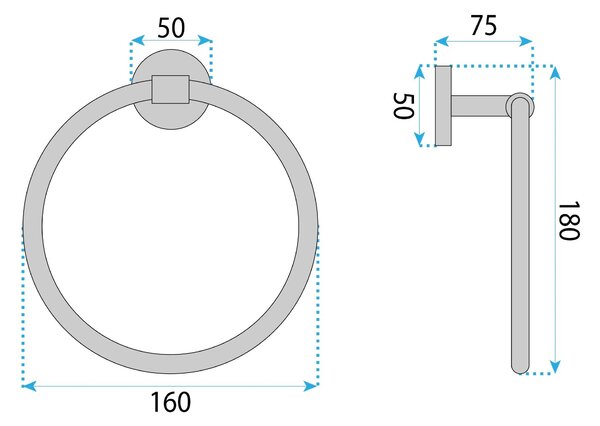 Fürdőszoba fogas Ring 5710 Galo Brush Nickel
