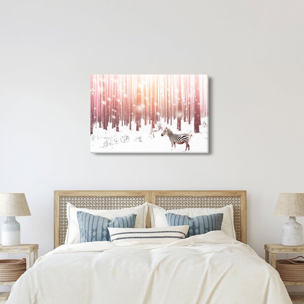 Kép - Zebra egy havas erdőben (90x60 cm)