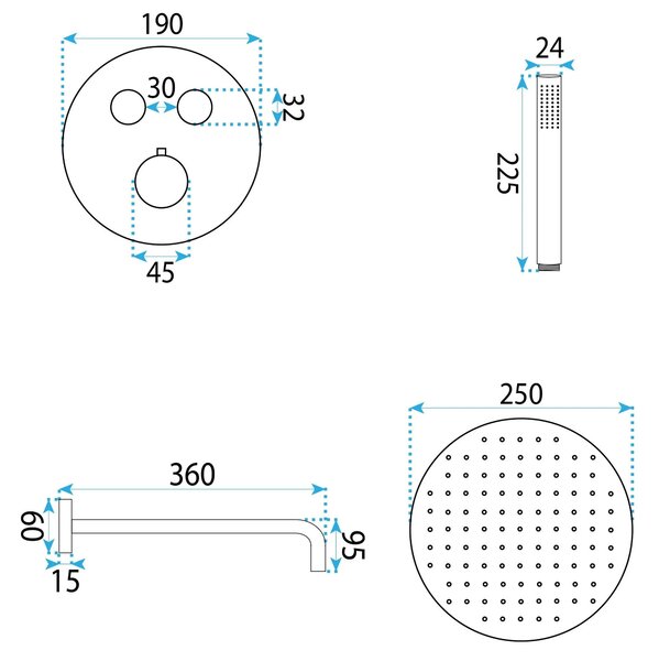Zuhanyszett rejtett Rea Lungo Diamond Copper + BOX