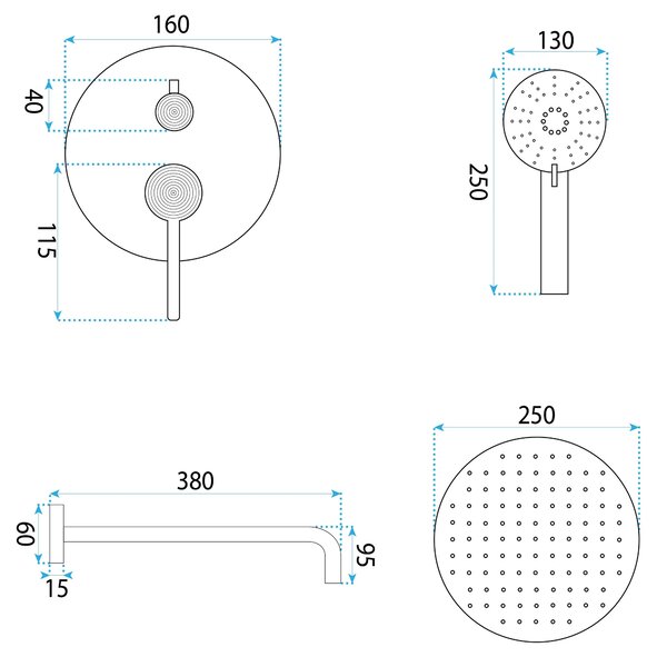 Zuhanyszett rejtett Rea Foster Brush Nickel + box