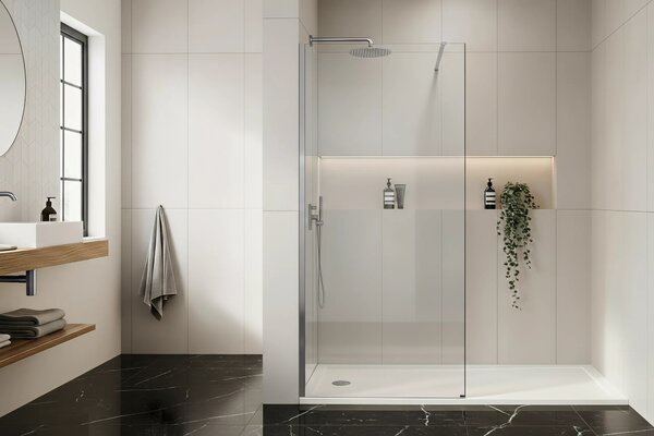 Zuhanyfal Rea Flexi Transparent / Chrome 100