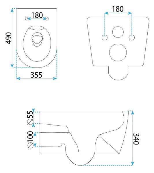 WC csésze Rea Gustavo Rimless