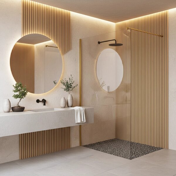Zuhanyfal Rea Flexi Transparent / Brush Gold 70
