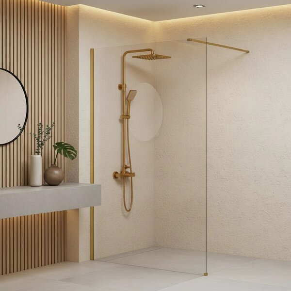 Zuhanyfal Rea Flexi Transparent / Brush Gold 90