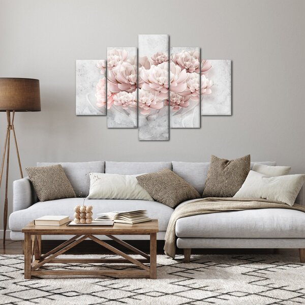 Kép - Rózsaszín virágok a falon (150x105 cm)