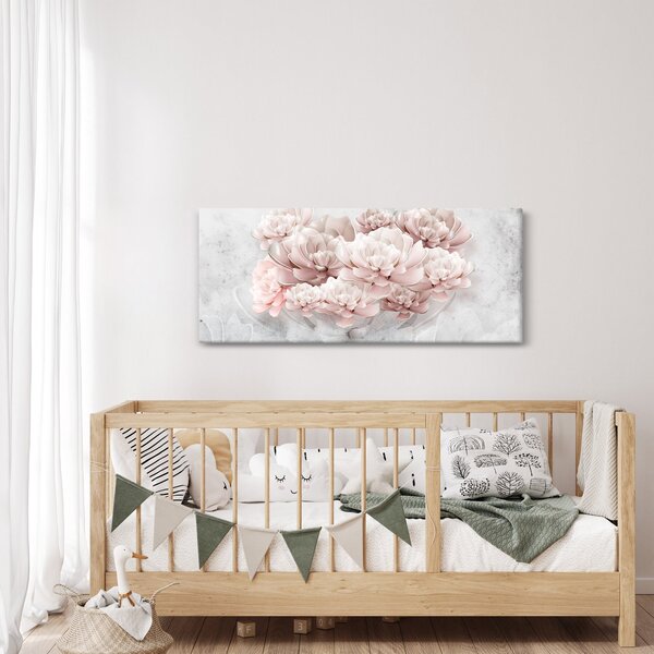 Kép - Rózsaszín virágok a falon (120x50 cm)