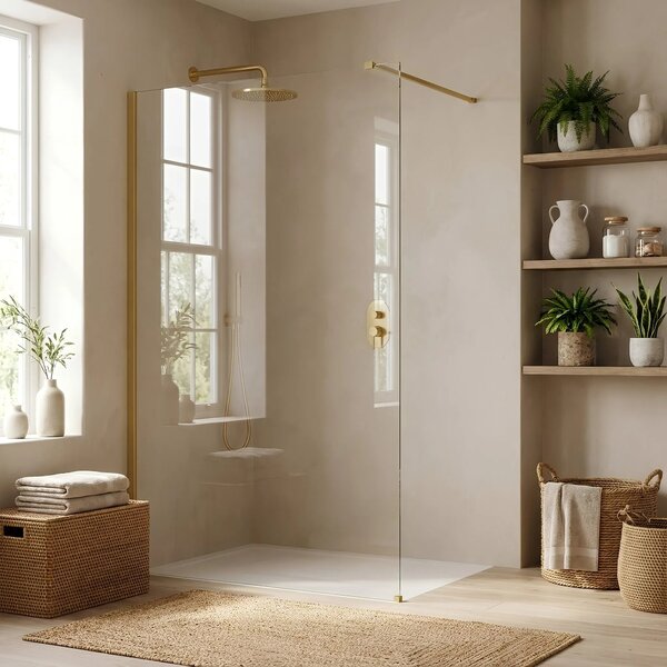 Zuhanyfal Rea Flexi Transparent / Brush Gold 70