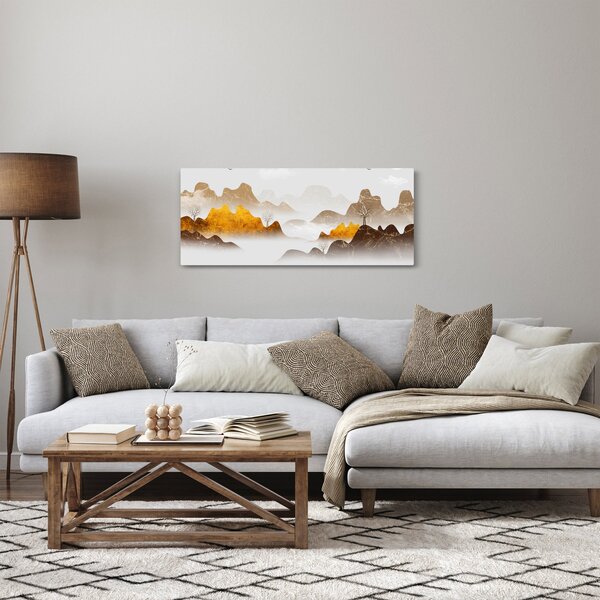 Kép - Hegyek a ködben (120x50 cm)