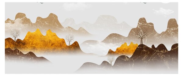 Kép - Hegyek a ködben (120x50 cm)
