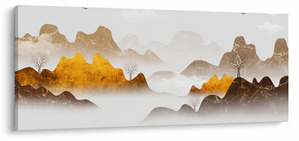 Kép - Hegyek a ködben (120x50 cm)