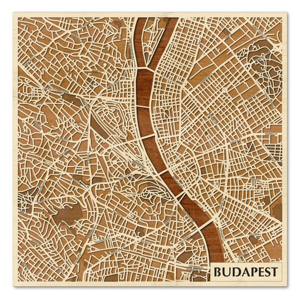 Budapest 3D fa várostérkép fali dekoráció – Natura Products