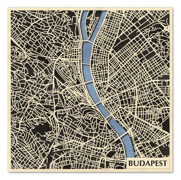 Budapest 3D fa várostérkép fali dekoráció – Natura Products