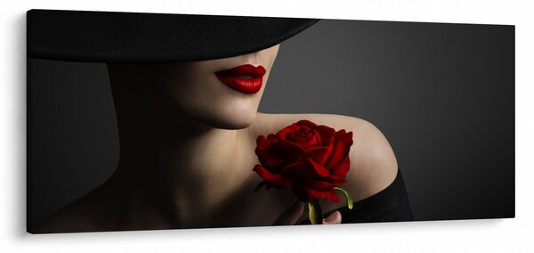Kép - Nő egy rózsával (120x50 cm)