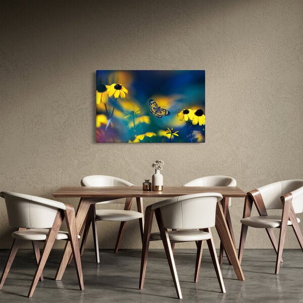 Kép - Sárga pillangó virággal (90x60 cm)