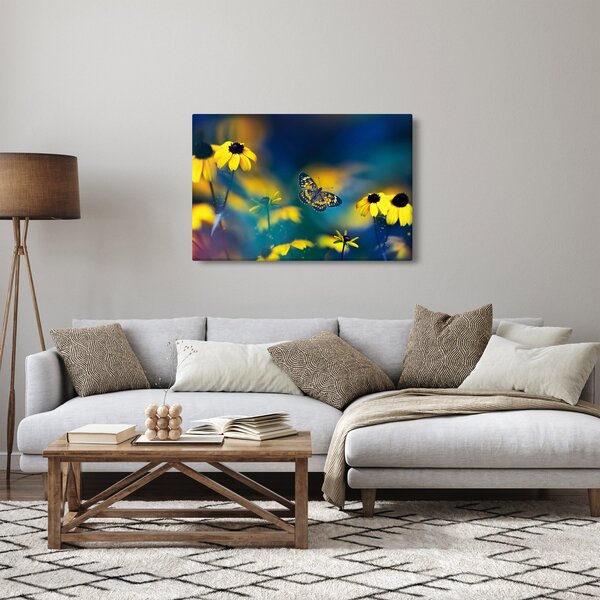 Kép - Sárga pillangó virággal (90x60 cm)