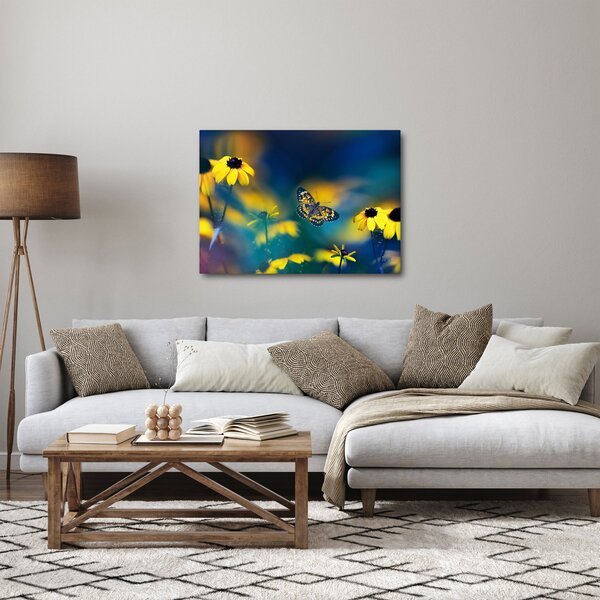 Kép - Sárga pillangó virággal (70x50 cm)