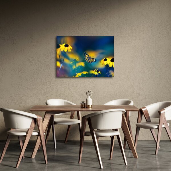 Kép - Sárga pillangó virággal (70x50 cm)