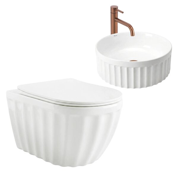 Szett: Fali WC csésze + Pultra szerelhető mosdókagyló Rea Duo White