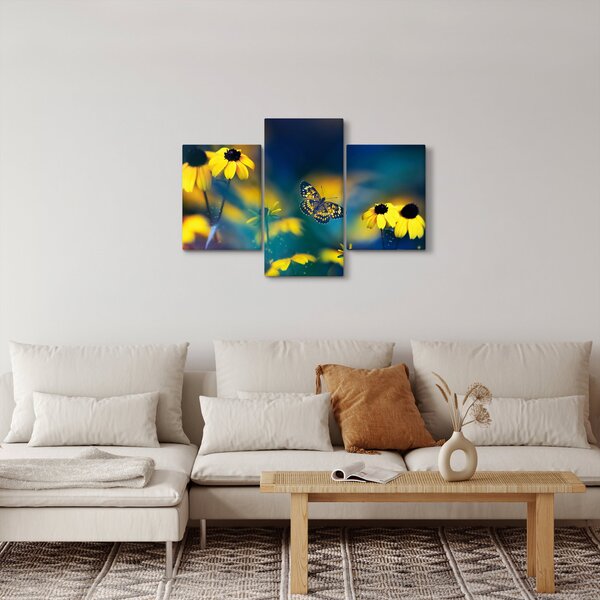 Kép - Sárga pillangó virággal (90x60 cm)