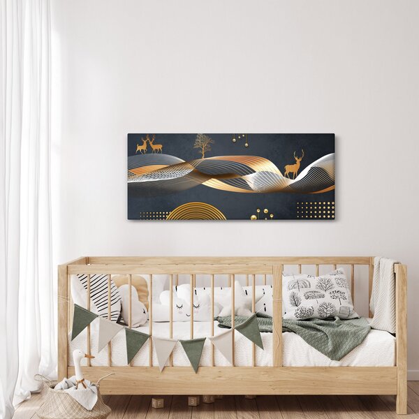 Kép - Grafika szarvassal (120x50 cm)