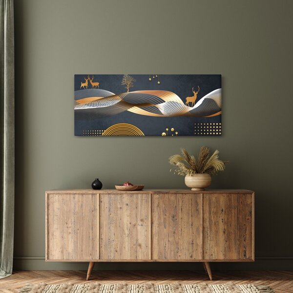 Kép - Grafika szarvassal (120x50 cm)