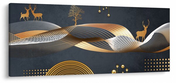 Kép - Grafika szarvassal (120x50 cm)