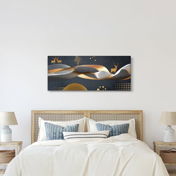 Kép - Grafika szarvassal (120x50 cm)
