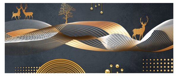 Kép - Grafika szarvassal (120x50 cm)