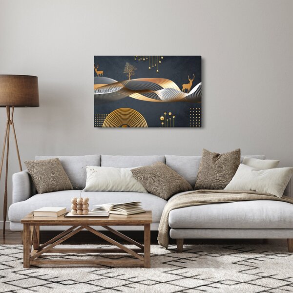 Kép - Grafika szarvassal (90x60 cm)
