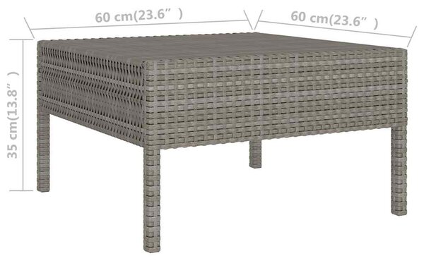 2-részes szürke polyrattan kerti bútorszett párnákkal