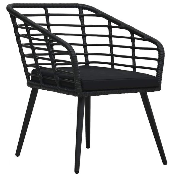 3-darabos fekete polyrattan bisztrószett