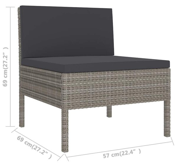 2-részes szürke polyrattan kerti bútorszett párnákkal