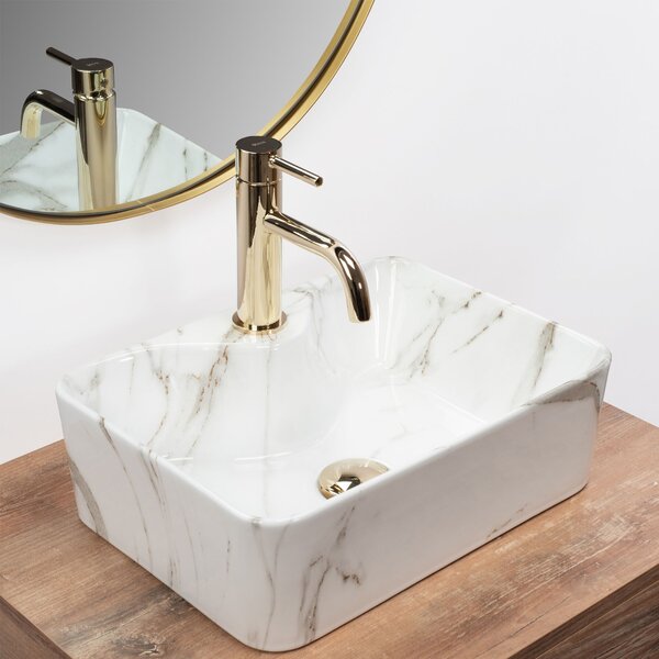 Rea Kelly Mini, pultra szerelhető mosdó 410x310x130 mm, kőutánzat - Aiax Shiny, REA-U6504