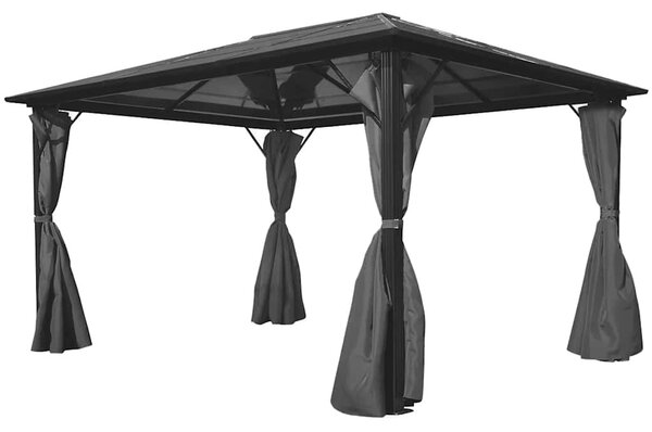 Alumínium kerti pavilon antracitszürke függönnyel 400 x 300 cm
