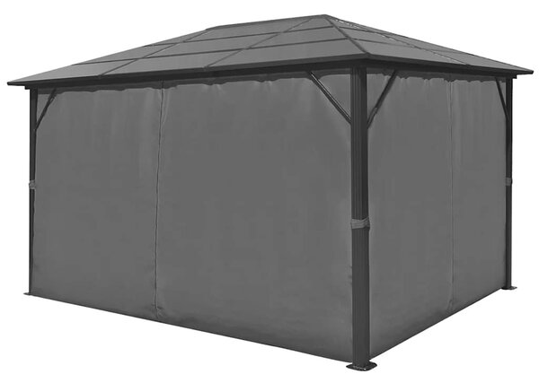 Alumínium kerti pavilon antracitszürke függönnyel 400 x 300 cm