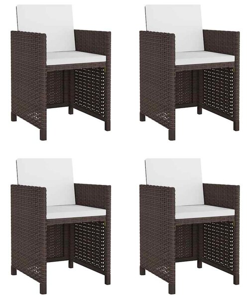 5-részes barna kültéri polyrattan étkezőszett párnákkal