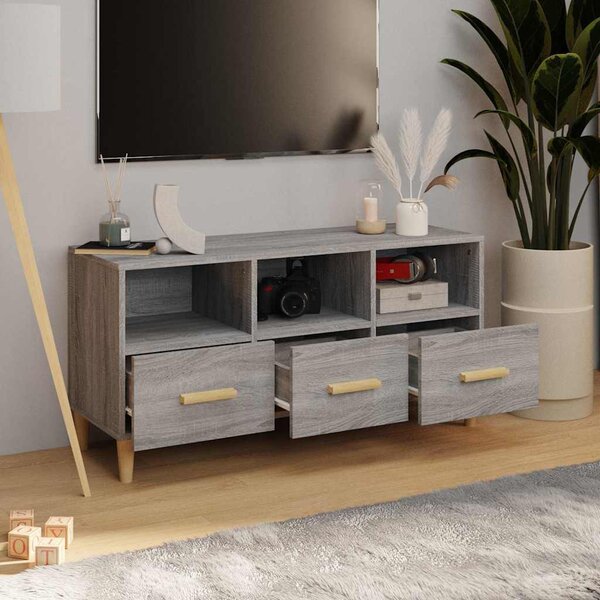 Szürke sonoma színű szerelt fa TV-szekrény 120 x 36 x 50 cm