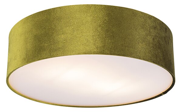 Moderne plafondlamp roze 40 cm met gouden binnenkant - Drum