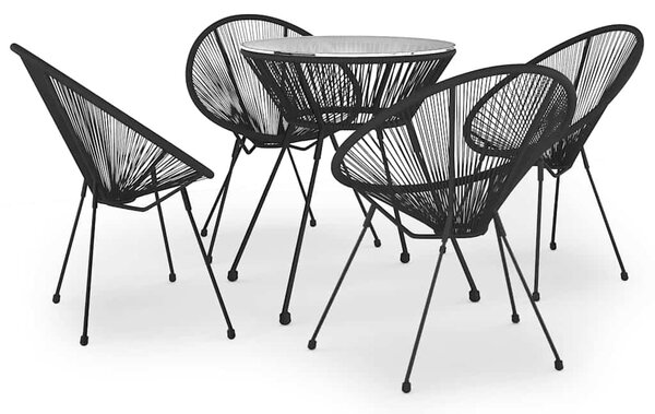 5 részes fekete PVC rattan kültéri étkezőgarnitúra