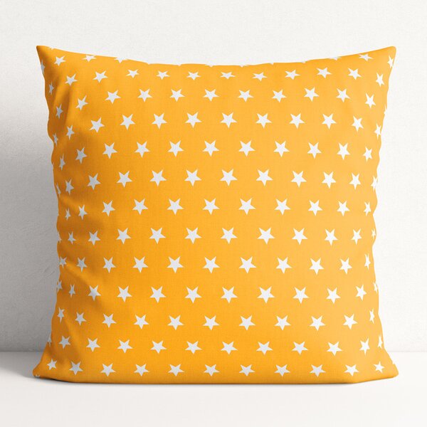 Goldea pamut párnahuzat - fehér csillagok narancssárga alapon 50 x 70 cm