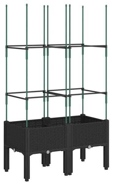 Fekete polipropilén rácsos kerti ültetőláda 80 x 40 x 142,5 cm