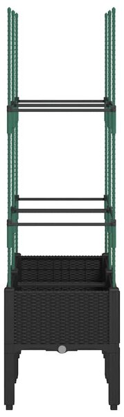 Fekete polipropilén rácsos kerti ültetőláda 80 x 40 x 142,5 cm